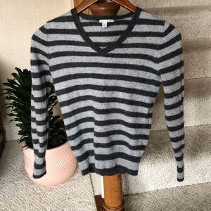 Halogen Petite Pure Cashmere Striped Sweater
